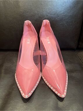 Bar III Pink Pointed Jelly Flats with Crystal Edge